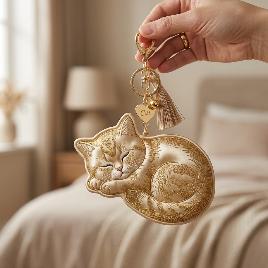 silk key chain golden british shorthair